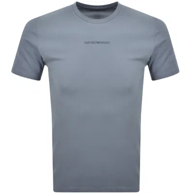 Armani Collezioni Emporio Armani Logo T Shirt Blue In Gray