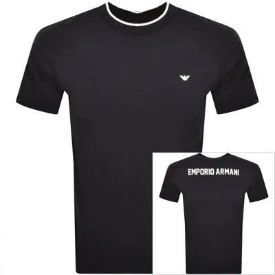 Armani Collezioni Emporio Armani Logo T Shirt Navy In Black