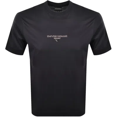 Armani Collezioni Emporio Armani Logo T Shirt Navy In Black