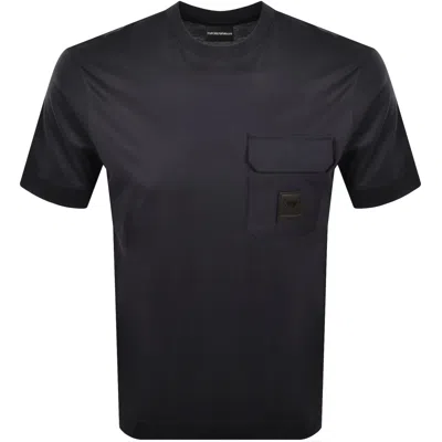 Armani Collezioni Emporio Armani Logo T Shirt Navy In Black