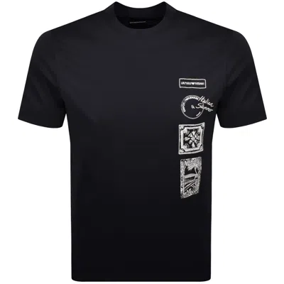 Armani Collezioni Emporio Armani Logo T Shirt Navy In Blue