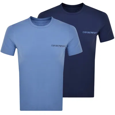 Armani Collezioni Emporio Armani Lounge 2 Pack T Shirts In Blue