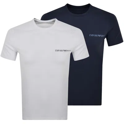 Armani Collezioni Emporio Armani Lounge 2 Pack T Shirts In White