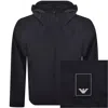 Armani Collezioni Emporio Armani Nylon Hooded Jacket Navy In Black