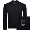 Armani Collezioni Emporio Armani Quarter Zip Wool Jumper Navy In Navy