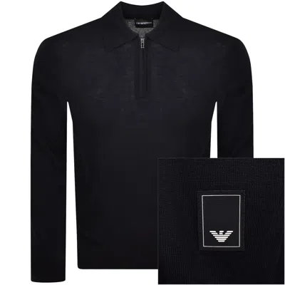 Armani Collezioni Emporio Armani Quarter Zip Wool Jumper Navy