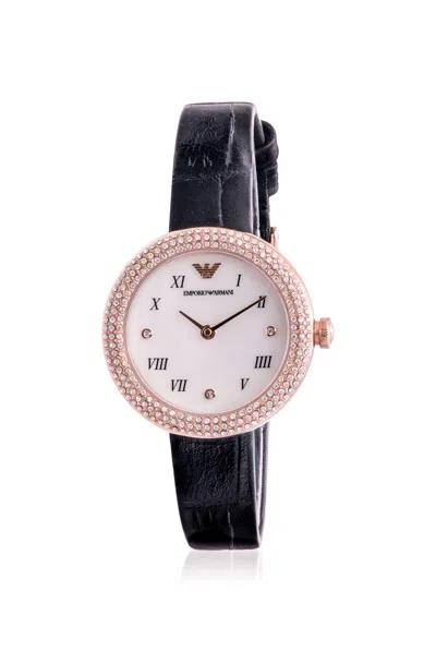 Armani Collezioni Emporio Armani Rose Gold-tone Leather Ladies Watch