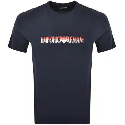 Armani Collezioni Emporio Armani Short Sleeve Logo T Shirt Navy