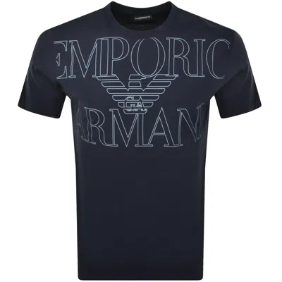 Armani Collezioni Emporio Armani Short Sleeve Logo T Shirt Navy