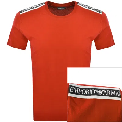 Armani Collezioni Emporio Armani Short Sleeve Logo T Shirt Red