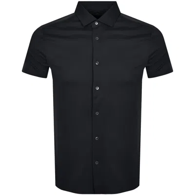 Armani Collezioni Emporio Armani Short Sleeved Jersey Shirt Navy In Black