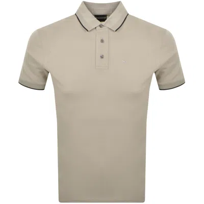 Armani Collezioni Emporio Armani Short Sleeved Polo T Shirt Beige