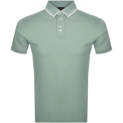 Armani Collezioni Emporio Armani Short Sleeved Polo T Shirt Blue In Green