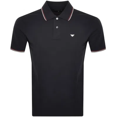 Armani Collezioni Emporio Armani Short Sleeved Polo T Shirt Navy In Black