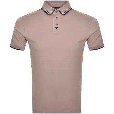 Armani Collezioni Emporio Armani Short Sleeved Polo T Shirt Pink In Neutral