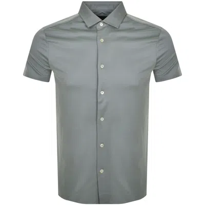 Armani Collezioni Emporio Armani Short Sleeved Shirt Blue In Gray