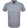 Armani Collezioni Emporio Armani Short Sleeved Slim Fit Shirt Blue In Blue
