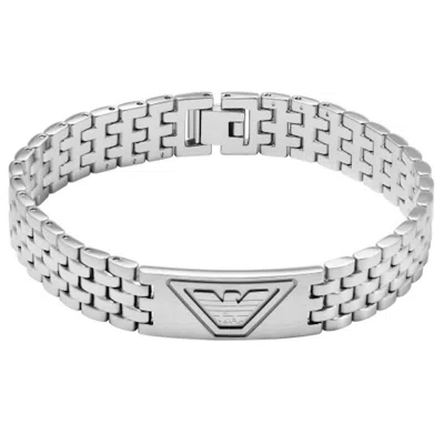 Armani Collezioni Emporio Armani Stainless Steel Id Bracelet Silver In Metallic