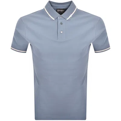 Armani Collezioni Emporio Armani Tipped Polo T Shirt Blue