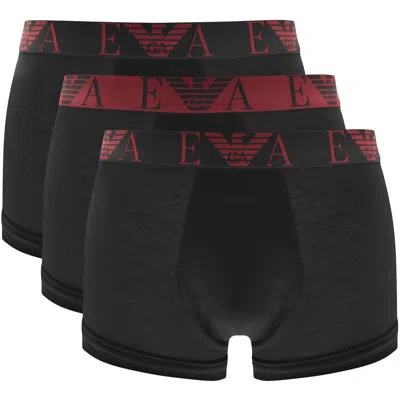Armani Collezioni Emporio Armani Underwear 3 Pack Boxer Trunks In Black