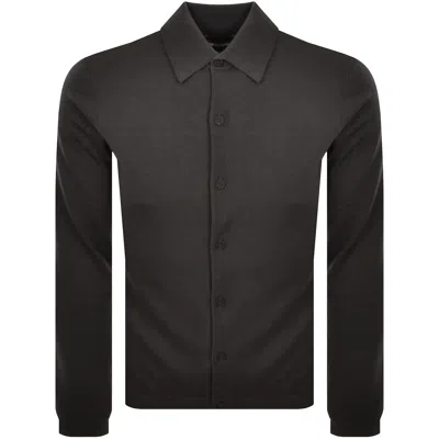 Armani Collezioni Emporio Armani Wool Button Through Polo Raven Grey In Gray