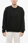 Armani Collezioni Emporio Crew Neck Noir Sweatshirt With Beaded Embroidery