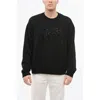 Armani Collezioni Emporio Crew Neck Noir Sweatshirt With Beaded Embroidery