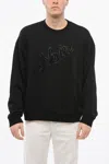 Armani Collezioni Emporio Crew Neck Noir Sweatshirt With Beaded Embroidery In Black