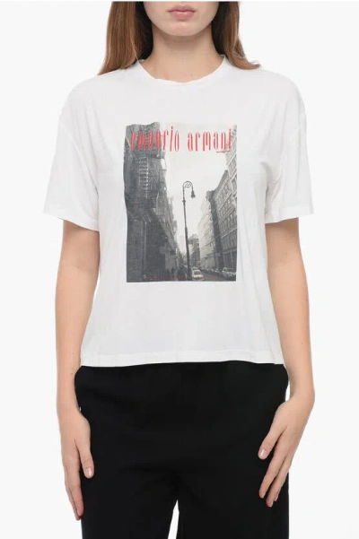 Armani Collezioni Emporio Icon Crew Neck T-shirt With Front Print In White