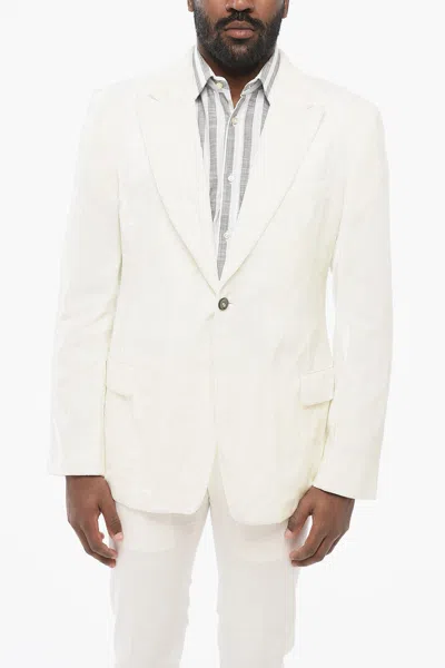 Armani Collezioni Emporio Jacquard Velour Blazer With Peak Lapel