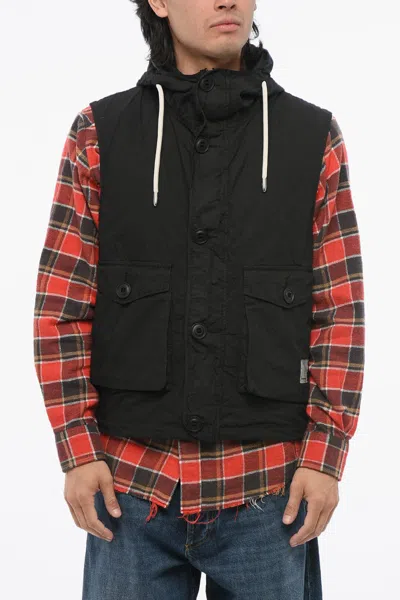 Armani Collezioni Emporio Nylon Vest With Utility Pockets In Black