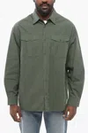 Armani Collezioni Emporio Popeline Cotton Saharan Shirt In Green