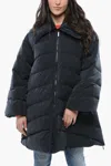 Armani Collezioni Emporio Quilted Long Down-jacket With Later Zip In Blue
