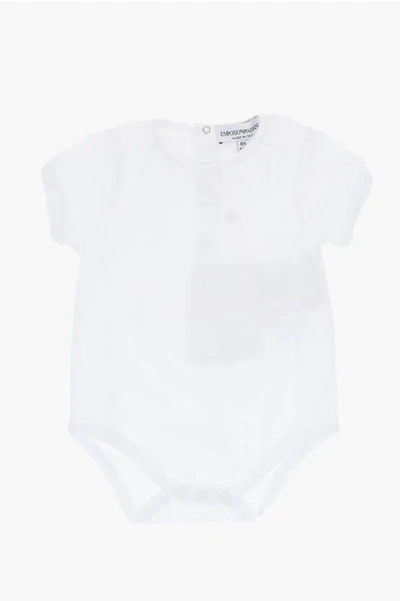 Armani Collezioni Kids' Emporio Short Sleeved Lightweight Cotton Bodysuit With Sanga