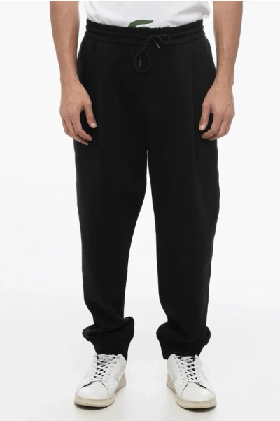 Armani Collezioni Emporio Single-pleated Cotton Blend Sweatpants In Black