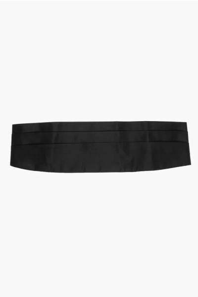 Armani Collezioni Emporio Solid Color Silk Sash Belt In Black