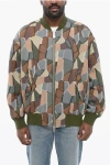 Armani Collezioni Emporio Sustainable Cotton Blend Bomber Jacket With Geometri