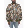 Armani Collezioni Emporio Sustainable Cotton Blend Bomber Jacket With Geometri In Green