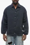 Armani Collezioni Emporio Twill Cotton Overshirt With Snap Buttons In Blue