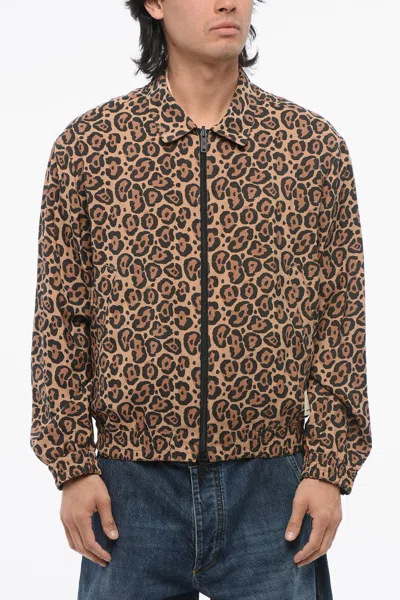 Armani Collezioni Emporio Unlined Reversible Bomber Jacket With Animal Pattern In Brown
