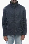 Armani Collezioni Emporio Virgin Wool Blend Reversible Coat With Waterproof Li In Blue