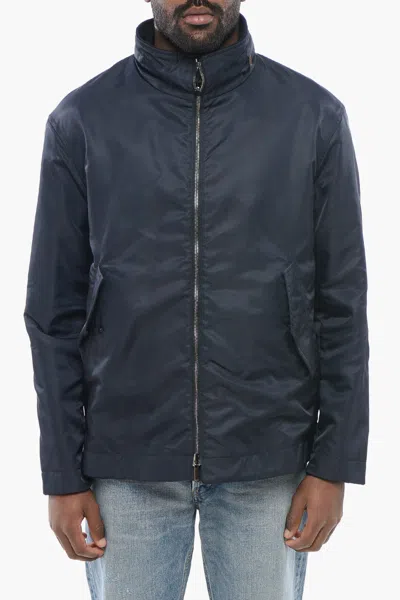 Armani Collezioni Emporio Virgin Wool Blend Reversible Coat With Waterproof Li In Blue