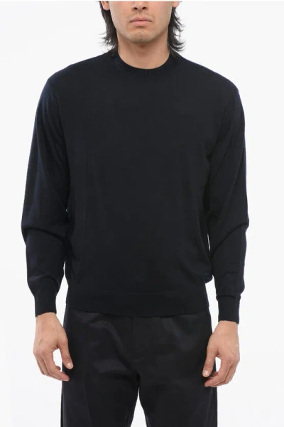 Armani Collezioni Emporio Virgin Wool Crew Neck Sweater In Blue