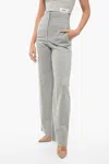 Armani Collezioni Emporio Wool Blend Palazzo Pants With Concealed Closure In Grey