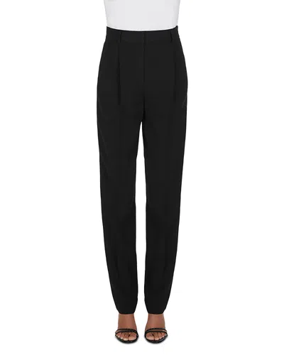 Armani Collezioni Emporio Armani Enver Satin Trousers In Solid Black