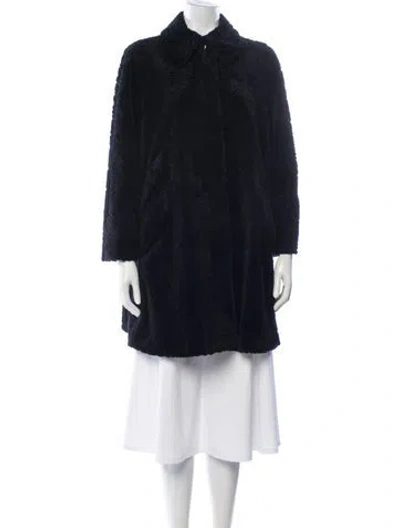 Pre-owned Armani Collezioni Faux Fur Coat In Blue