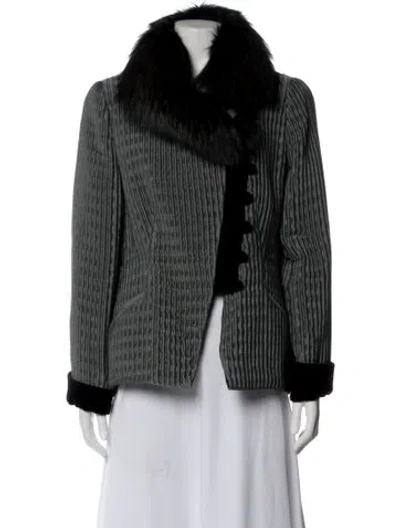 Pre-owned Armani Collezioni Faux Fur Jacket In Green