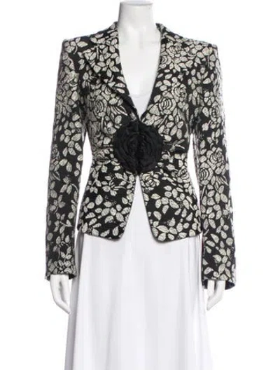 Pre-owned Armani Collezioni Floral Print Blazer In Black