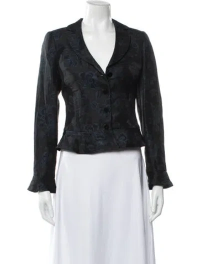 Pre-owned Armani Collezioni Floral Print Blazer In Black