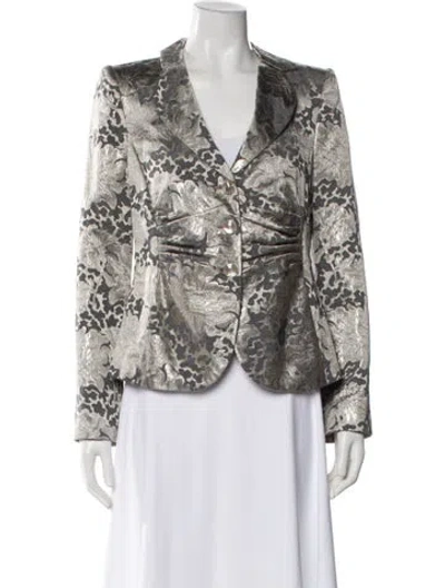 Pre-owned Armani Collezioni Floral Print Evening Jacket In Gray